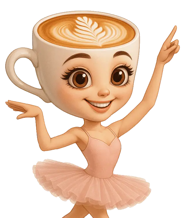 Coffee cup ballerina character